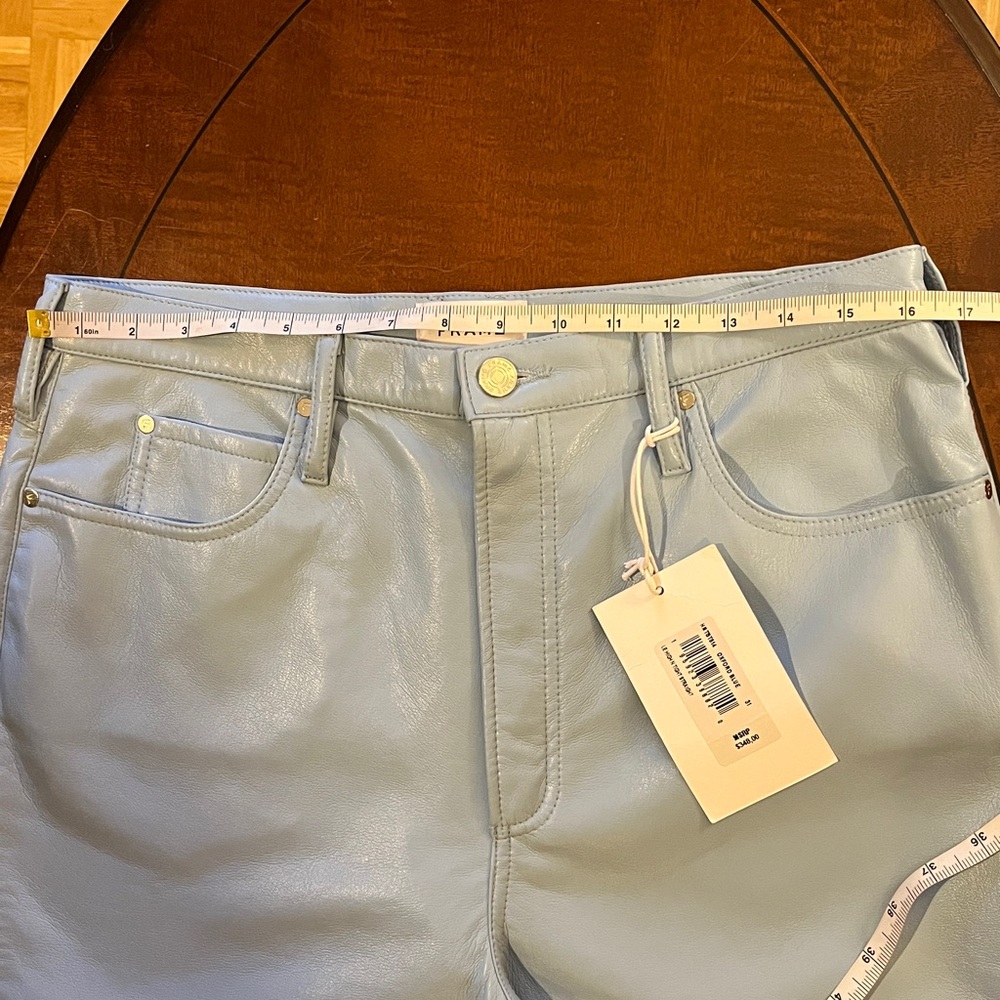 FRAME faux leather Le High N Tight straight-leg pants. Baby blue. Sz 31. NWT - Picture 11 of 15